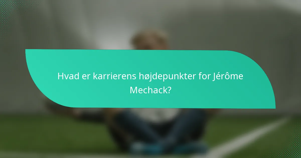 Hvad er karrierens højdepunkter for Jérôme Mechack?